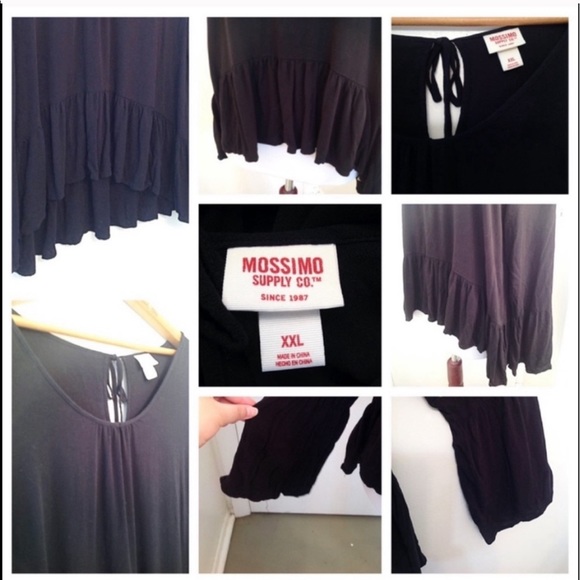 Black High Low Ruffled Tunic Mossimo Suppy Blouse - Picture 3 of 7